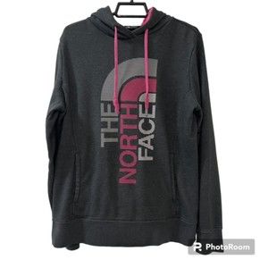 The North Face Womens Gray Pink Trivert Logo Pullover Hoodie Sweater Size Medium